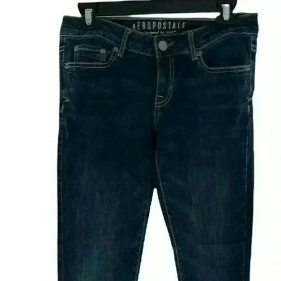 Aeropostale Women's Blue Dark Wash Regular Straight Leg Denim Jeans Size 2 Short - Picture 4 of 8